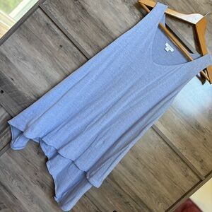 Pure Jill 55% Linen Periwinkle Top Flowy Sleeveless Blouse Asymmetrical womens L